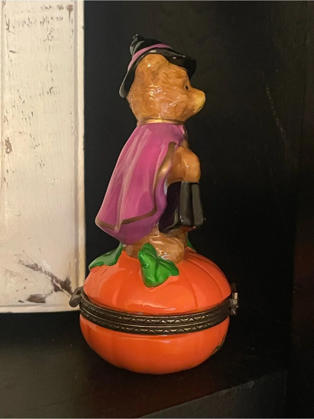 Halloween witch bear pumpkin trinket box